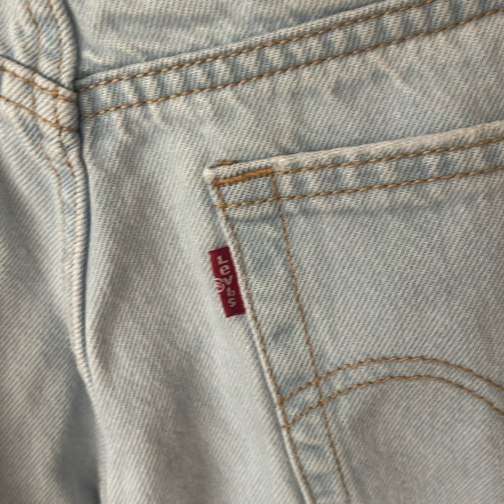 Levis Jeans Wedgie Straight No Waistband light wash raw hem button fly sz 29 - Picture 9 of 17